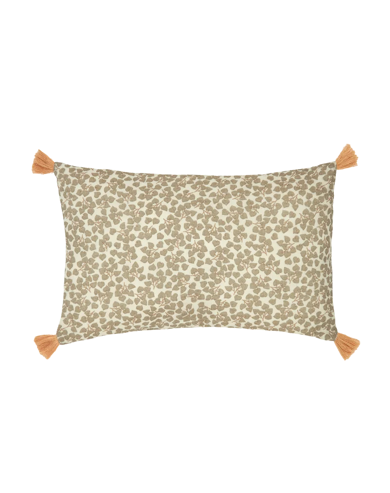 Tassel rectangular cushion in washed double muslin Wabi-Sabi