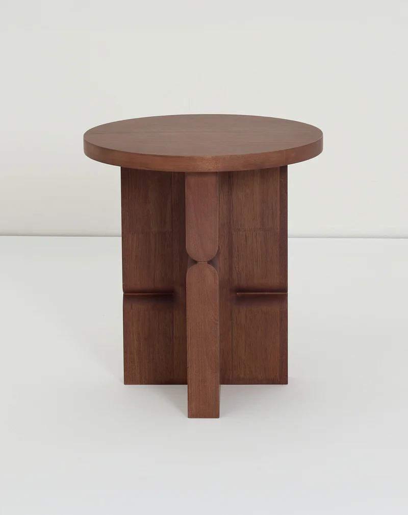 Stool side table stained wood noon