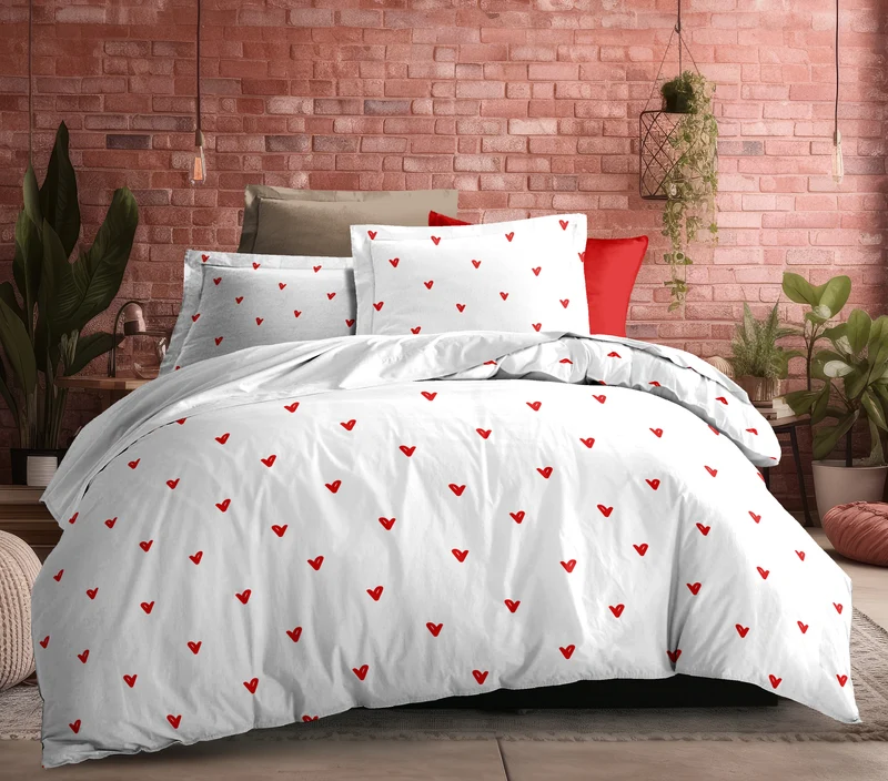 Parure de couette 3 pièces "Louna" 240 x 220 cm Love Rouge
