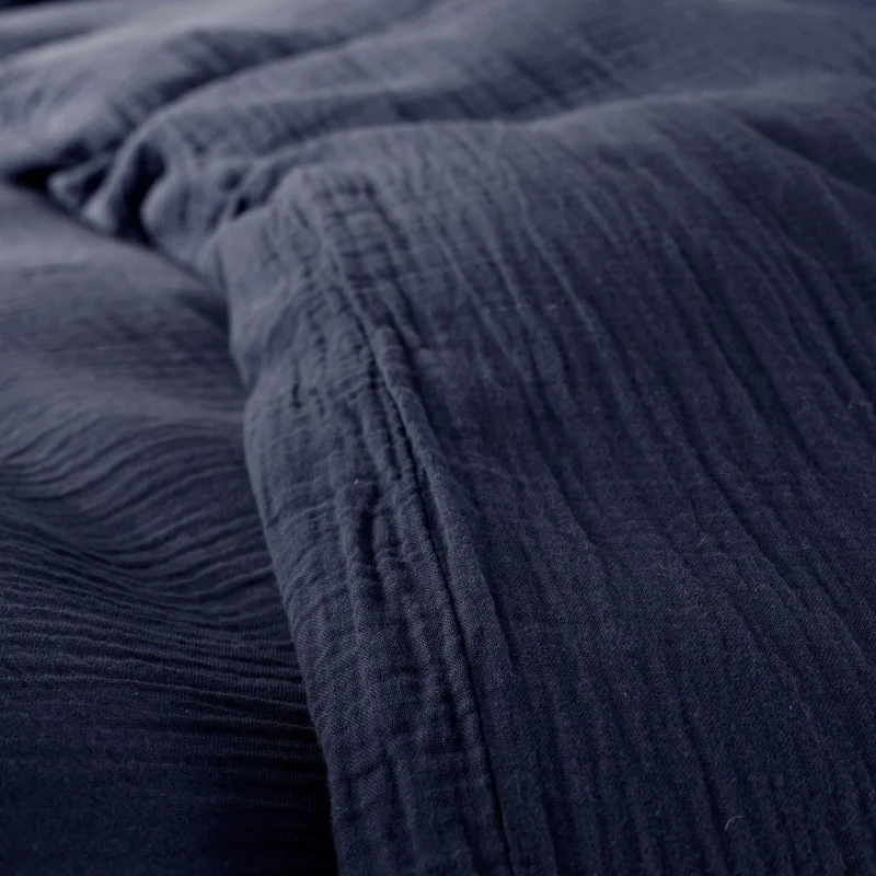 Pack 3 Pièces Housse de couette Gaze de Coton 140 x 200 cm - Bleu Nuit