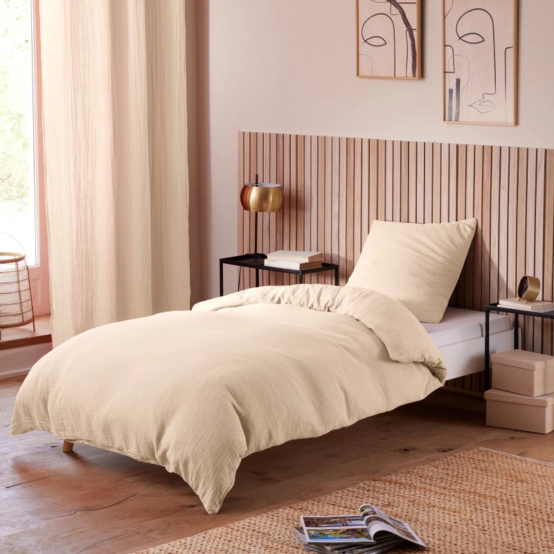 Pack 3 pièces Parure de Draps - Dh 90 Gaze de Coton Naturel