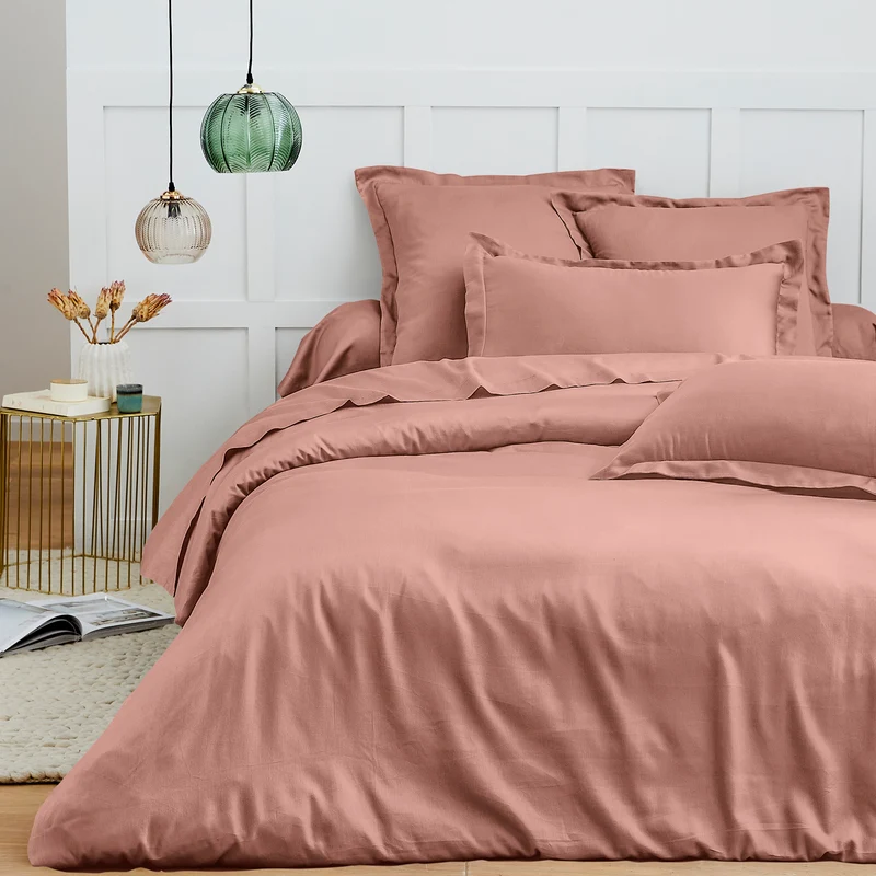 Housse de couette 100% Coton 240 x 220 cm Vieux Rose
