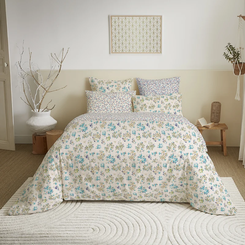 Pack 6 pièces Housse de couette Imprimé 220 x 240 cm - Drap housse 160 x 200 cm - 100% Coton 57 Fils