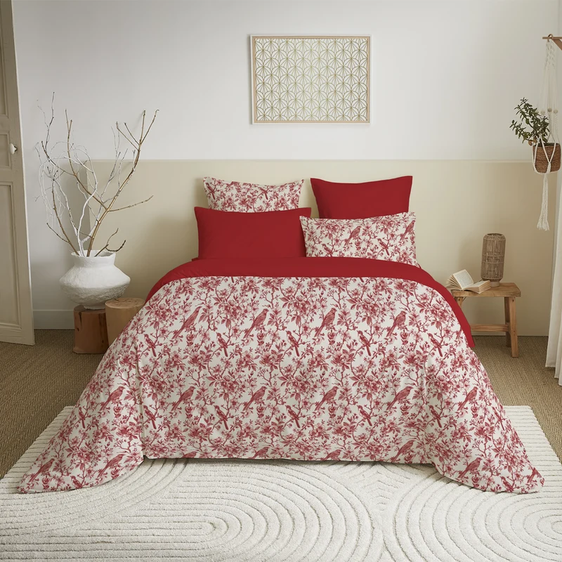 Pack 6 pièces Housse de couette Imprimé 220 x 240 cm - Drap housse 140 x 190 cm - 100% Coton 57 Fils