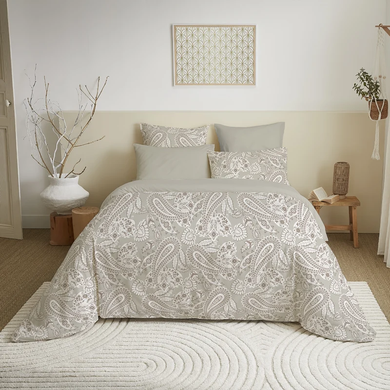 Pack 6 pièces Housse de couette Imprimé 220 x 240 cm - Drap housse 140 x 190 cm - 100% Coton 57 Fils