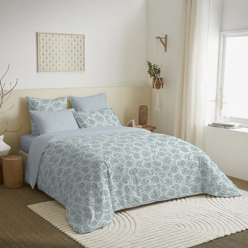 Pack 4 Pièces Housse de couette Imprimé 140 x 200 cm - Drap housse 90 x 190 cm - 100% Coton 57 Fils