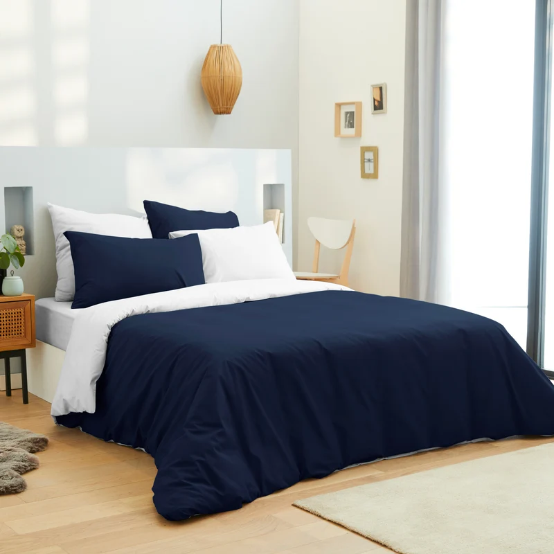 Pack 6 pièces Housse de couette 240 x 260 cm - Drap housse 180 x 200 cm - 100% Coton 57 Fils