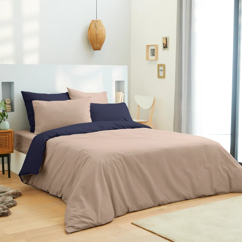 Pack 6 pièces Housse de couette 220 x 240 cm - Drap housse 140 x 190 cm - 100% Coton 57 Fils