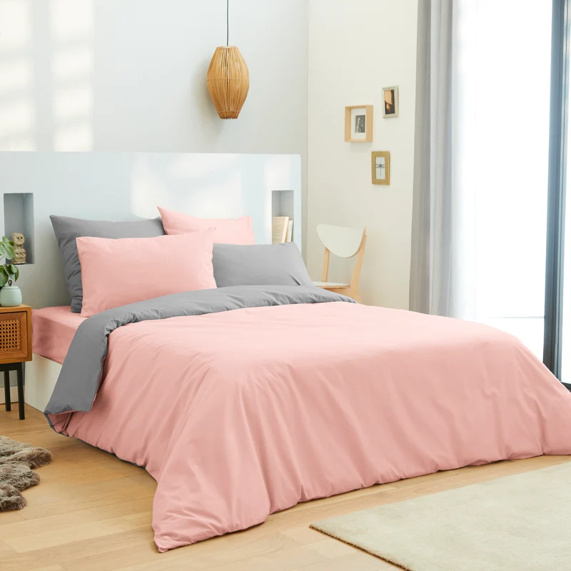 Pack 6 pièces Housse de couette 220 x 240 cm - Drap housse 140 x 190 cm - 100% Coton 57 Fils