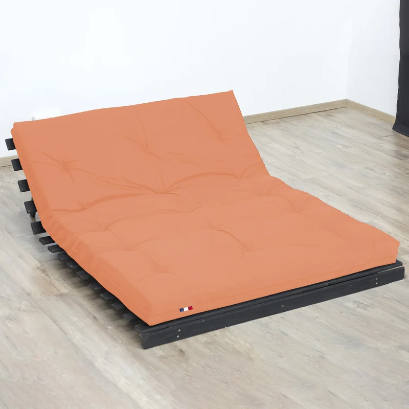 Matelas futon coton et fibres recyclés - Goyave - 90 x 190 cm