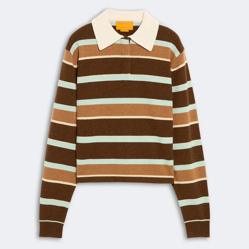 Guest In Residence - Polo Cropped Rugby Rayé - Chestnut Combo