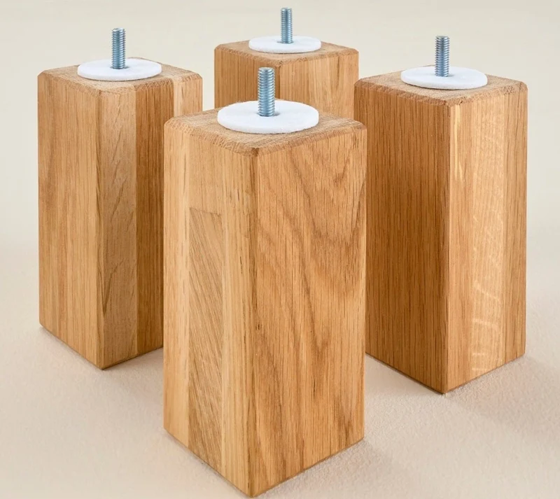 Pieds carrés en chêne 15 cm