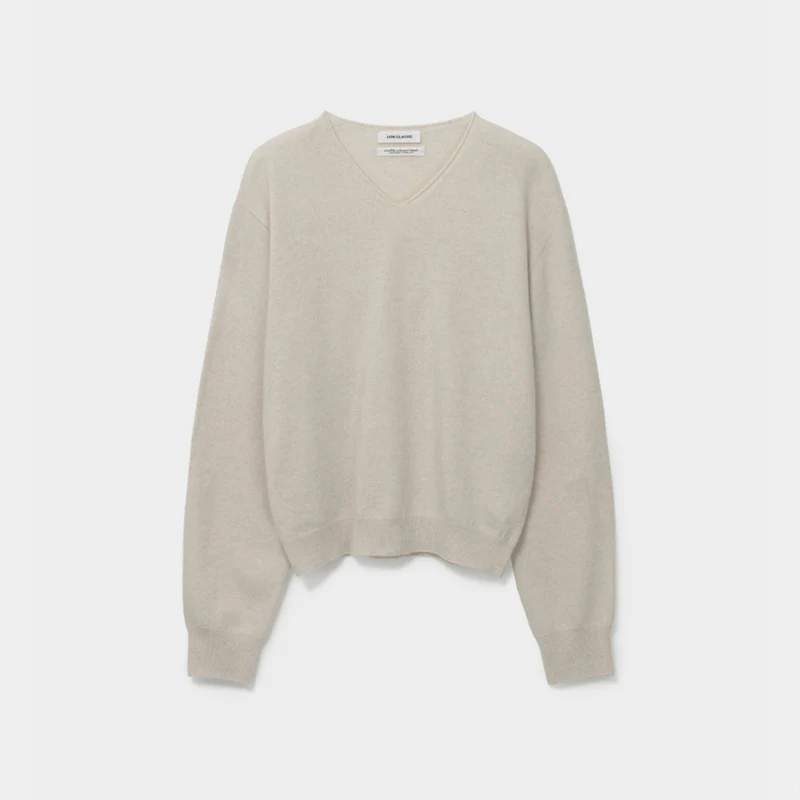 LOW CLASSIC - Pull Col V - Ivoire