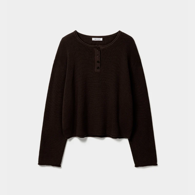 LOW CLASSIC - Pull Henry - Marron