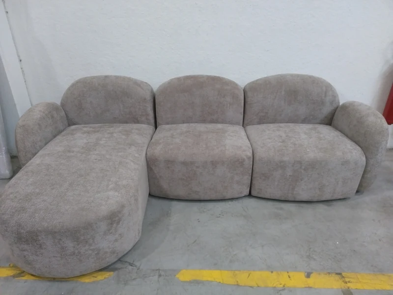 Canapé d'angle gauche MICADONI Blair 4 places en tissu chenille beige foncé
