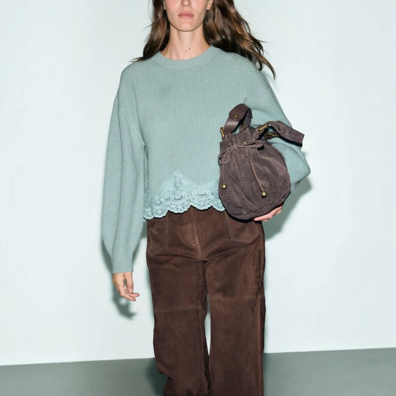 Gerard Darel - Pull Ample En Laine Et Dentelle Riviera - Vert