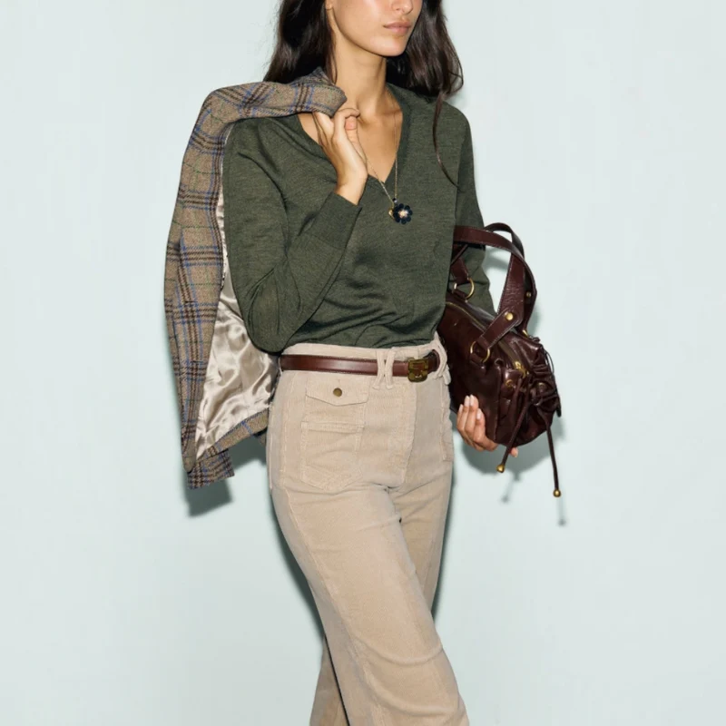 Gerard Darel - Pull V En Laine Fine Rachel - Vert