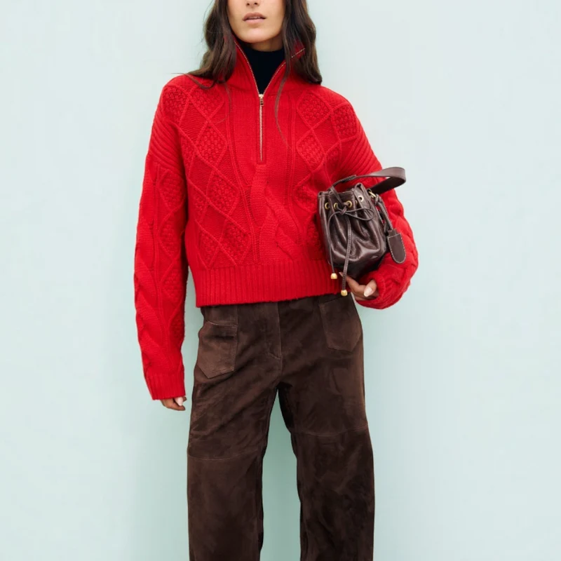 Gerard Darel - Pull Camionneur À Torsades En Laine Roxy - Rouge