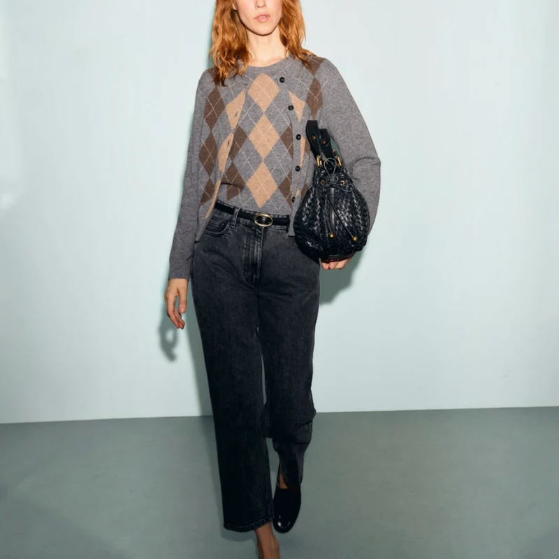 Gerard Darel - Gilet En Laine À Losanges Rely - Gris