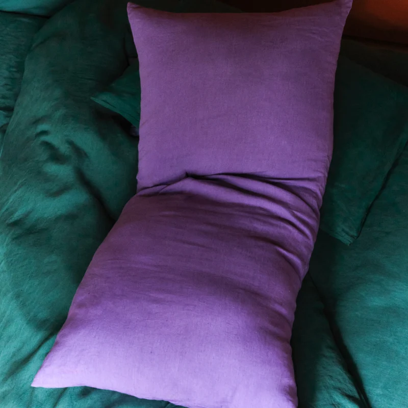 Coussin rectangle en lin lavé - Violet Orage