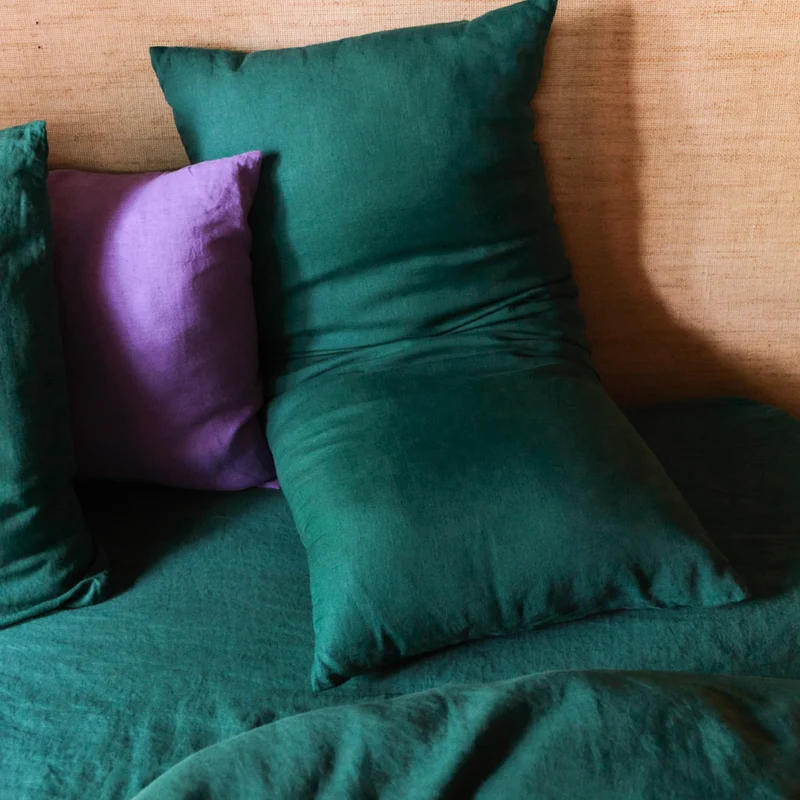 Coussin rectangle en lin lavé - Vert Séquoia