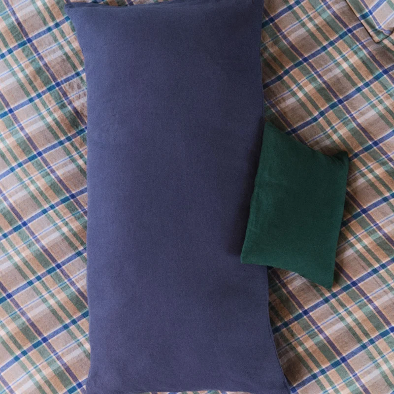 Coussin rectangle en lin lavé - Bleu Pacifique