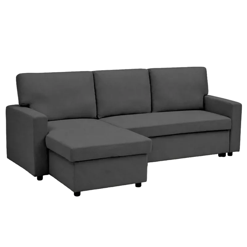 Canapé d’angle réversible 4 places convertible avec coffre MEIYA Best Mobilier – Gris foncé