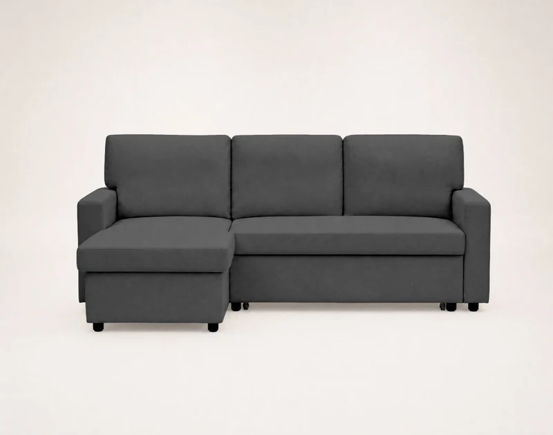 Canapé d’angle réversible 4 places convertible avec coffre MEIYA Best Mobilier – Gris foncé