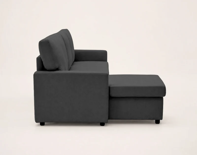 Canapé d’angle réversible 4 places convertible avec coffre MEIYA Best Mobilier – Gris foncé