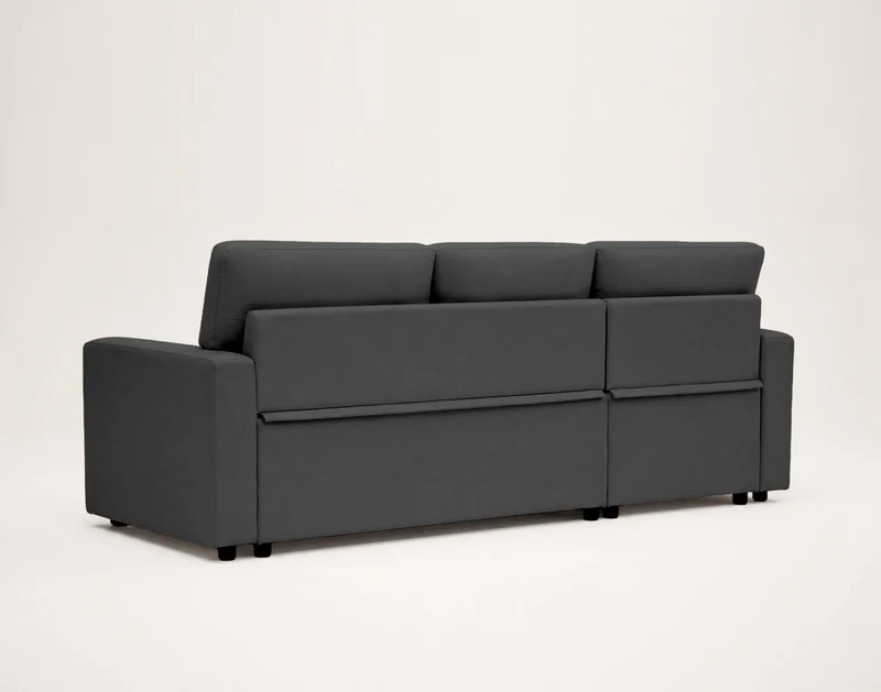 Canapé d’angle réversible 4 places convertible avec coffre MEIYA Best Mobilier – Gris foncé