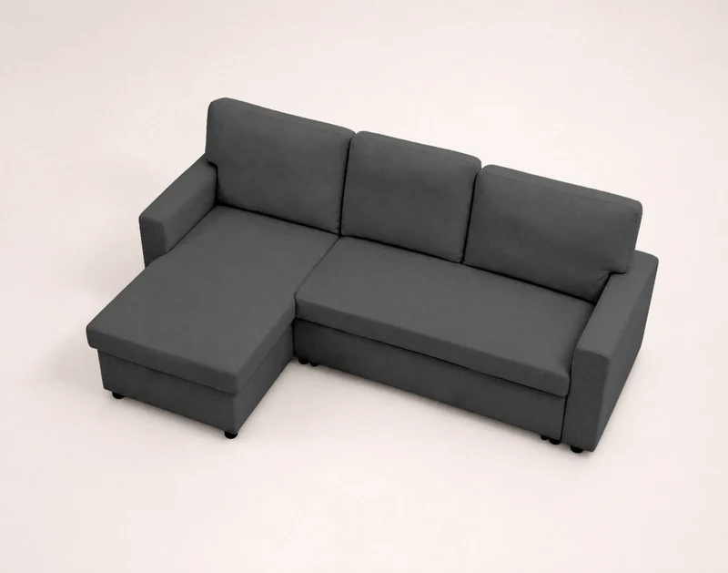 Canapé d’angle réversible 4 places convertible avec coffre MEIYA Best Mobilier – Gris foncé