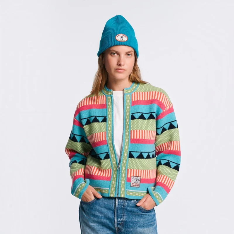 Au Vieux Campeur - Cardigan Nicole - Vert & Bleu