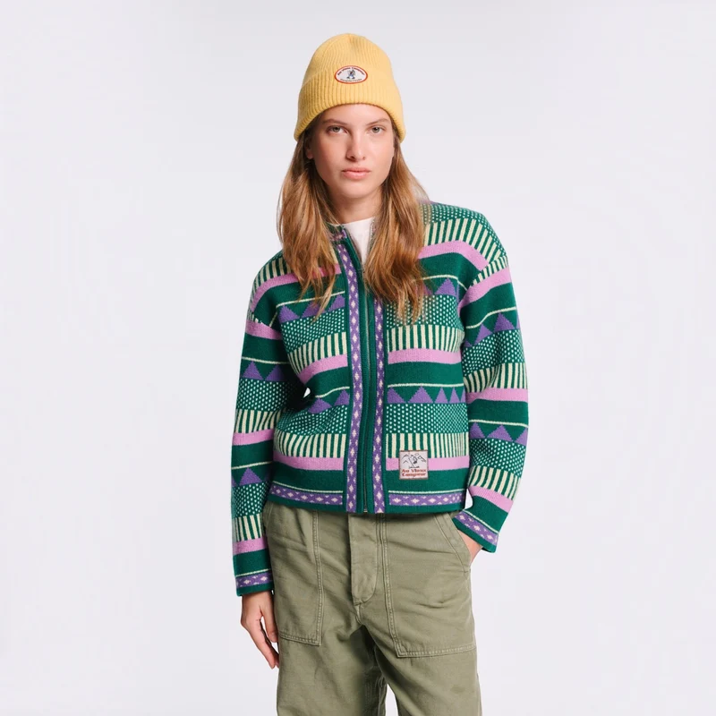 Au Vieux Campeur - Cardigan Nicole - Vert & Violet