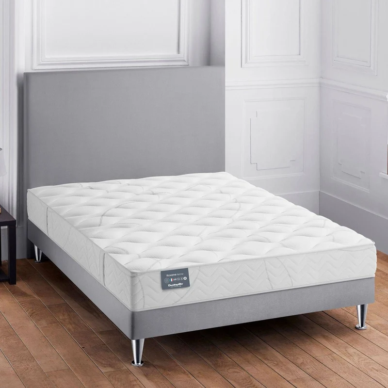 Ensemble sommier et matelas Latex DUNLOPILLO Roxane 140x190cm avec pieds