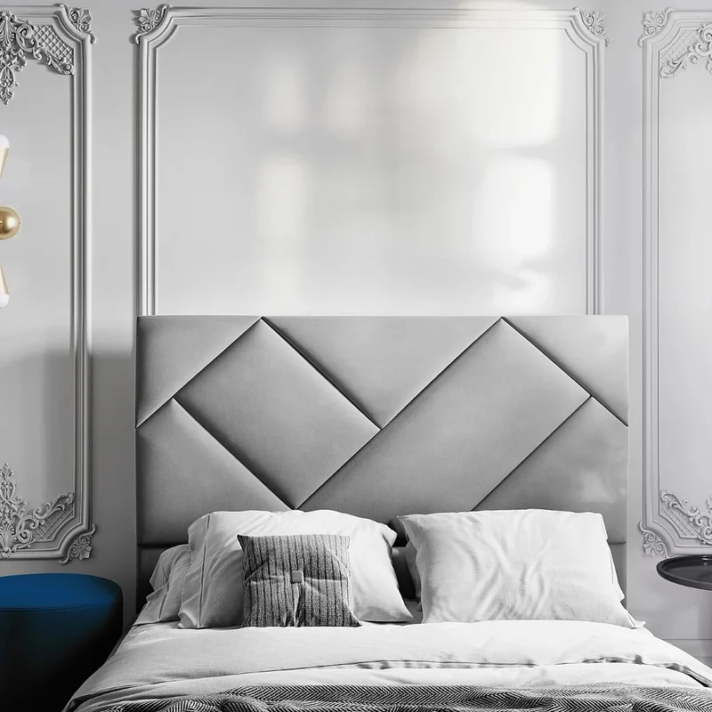 Tête de lit CXL by Christian Lacroix Alpilles en velours gris clair 200x200cm