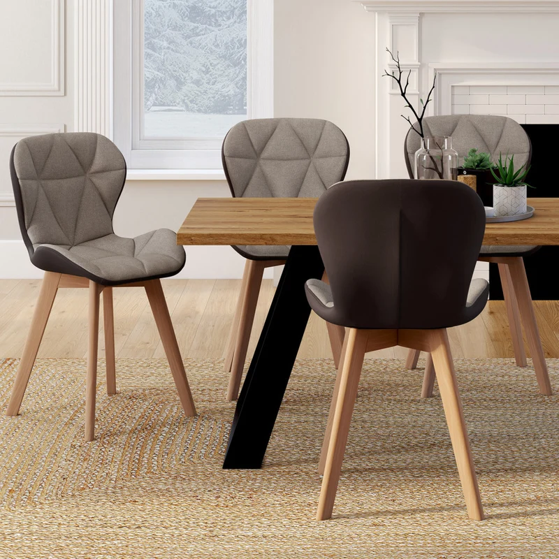 Lot de 2 chaises Gladys taupe et marron