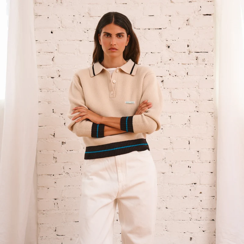 Merci - Pull Giulia - Ecru Marron & Bleu