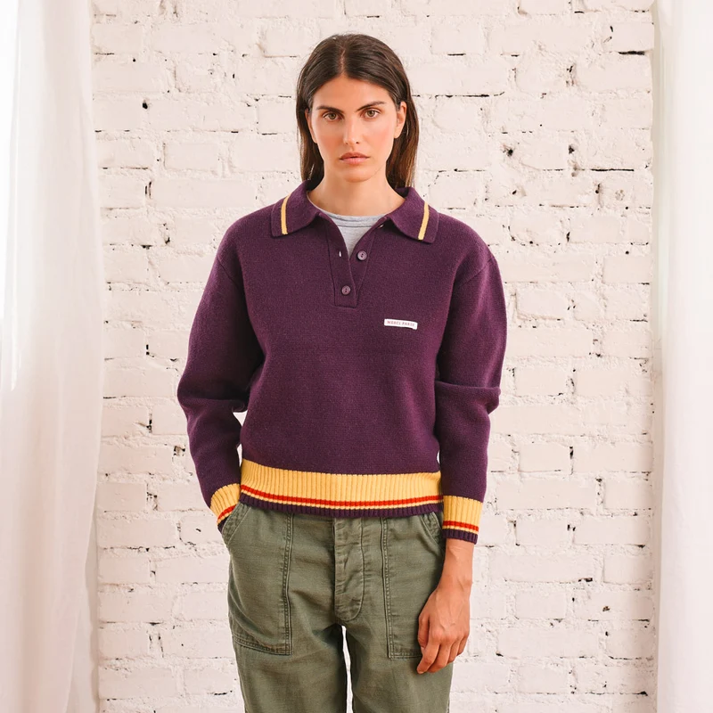 Merci - Pull Giulia - Violet Jaune & Rouge