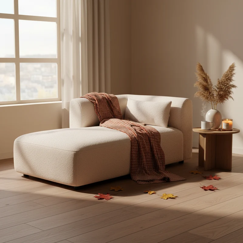 Module chaise longue gauche SKLUM Foglern tissu beige