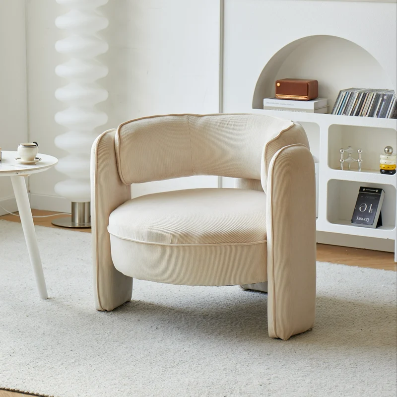 Fauteuil de salon Nordlys en velours côtelé beige BANGUI