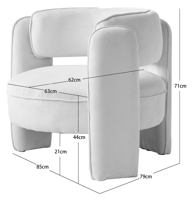 Fauteuil de salon Nordlys en velours côtelé beige BANGUI