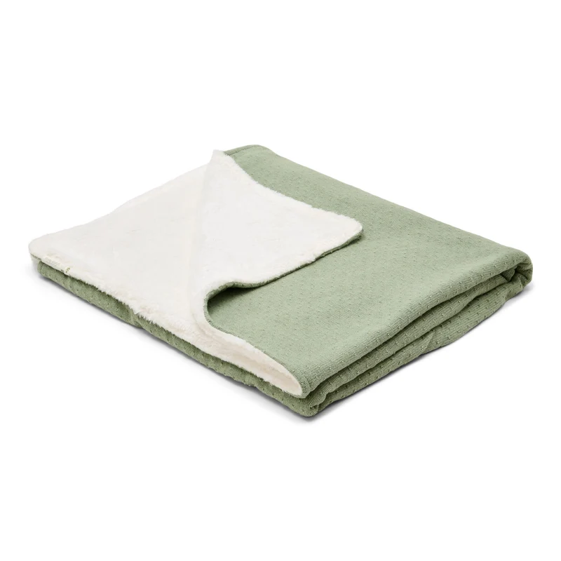 Gebreid ledikantdeken - Fleece – Groen – Essentials