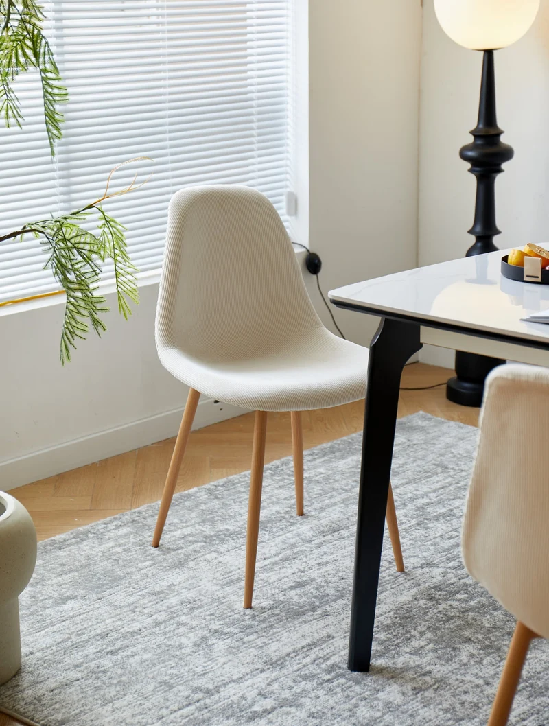 Lot de 4 chaises Nordlys en métal et velours côtelé beige COPENHAGEN