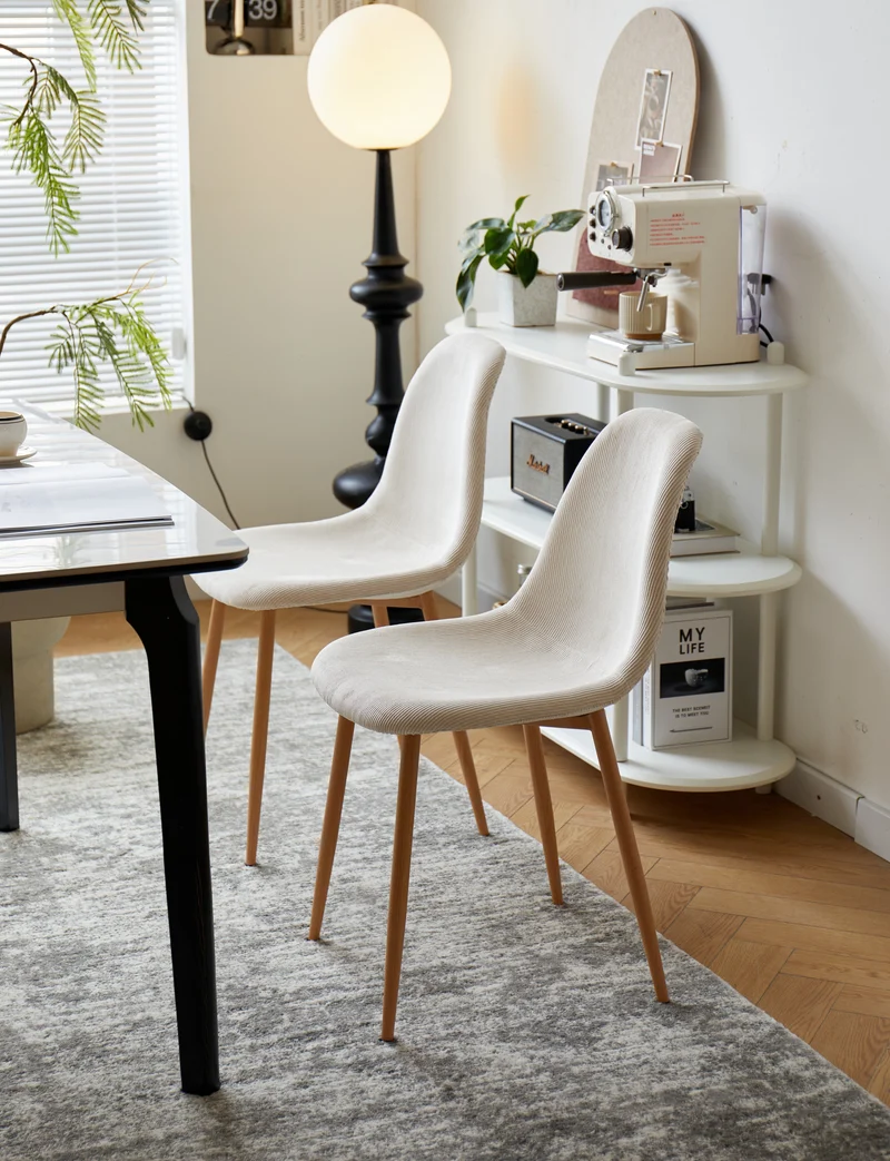 Lot de 4 chaises Nordlys en métal et velours côtelé beige COPENHAGEN