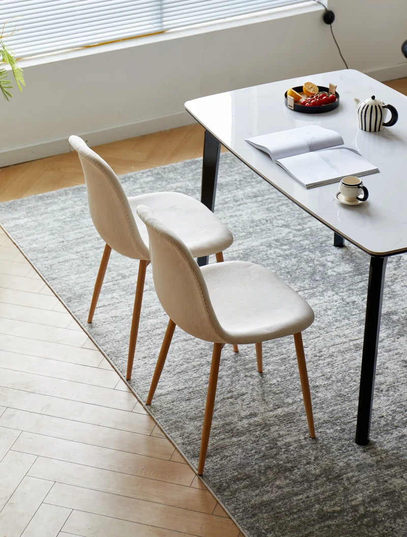 Lot de 4 chaises Nordlys en métal et velours côtelé beige COPENHAGEN