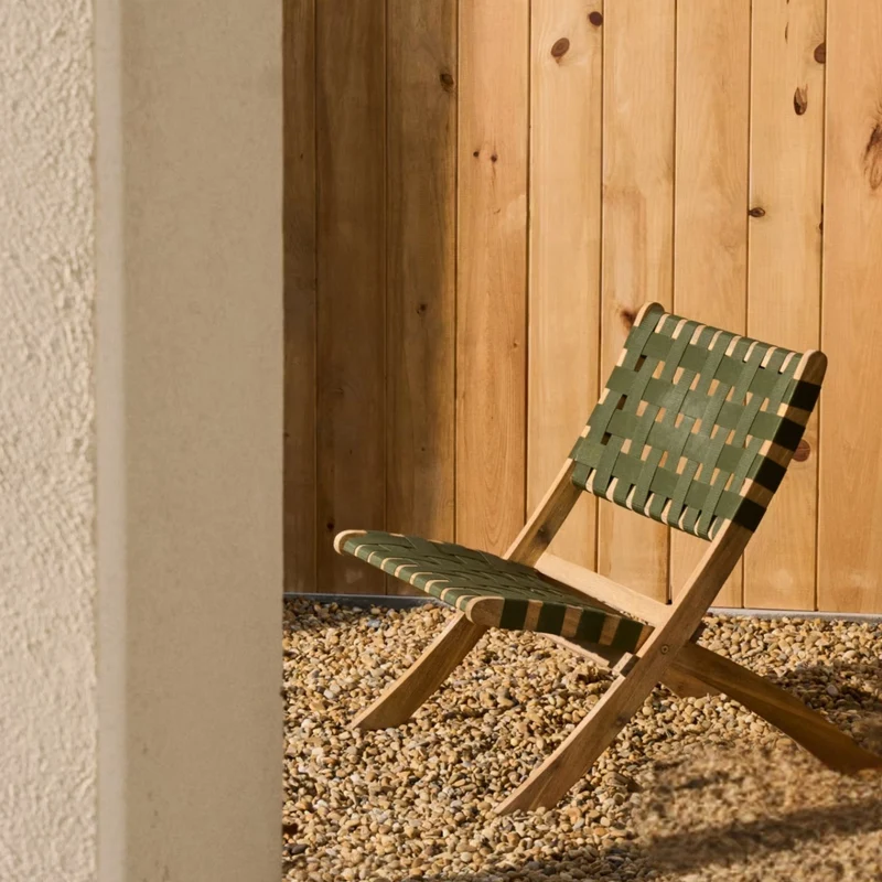 Fauteuil pliable KAVE HOME Chabeli bois d'acacia et corde verte