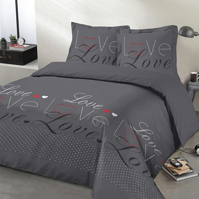Parure de lit Love 2 personnes 100% coton