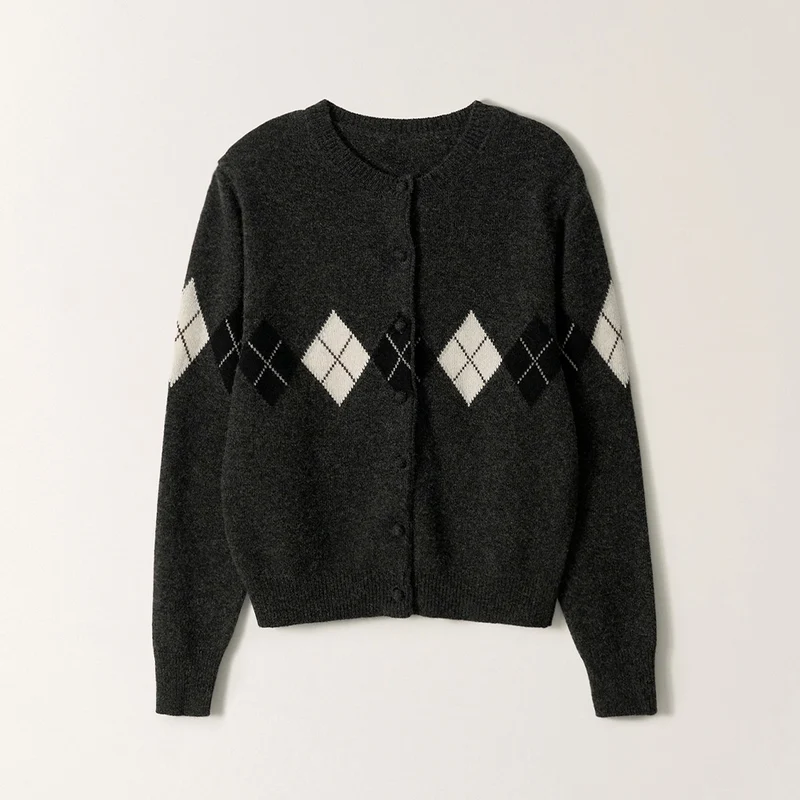 Nothing Written - Cardigan Argyle Heritage - Gris Foncé