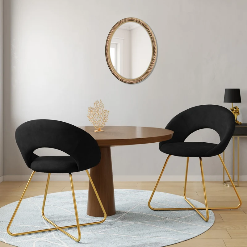 Lot de 2 Chaises Malone en velours Noir