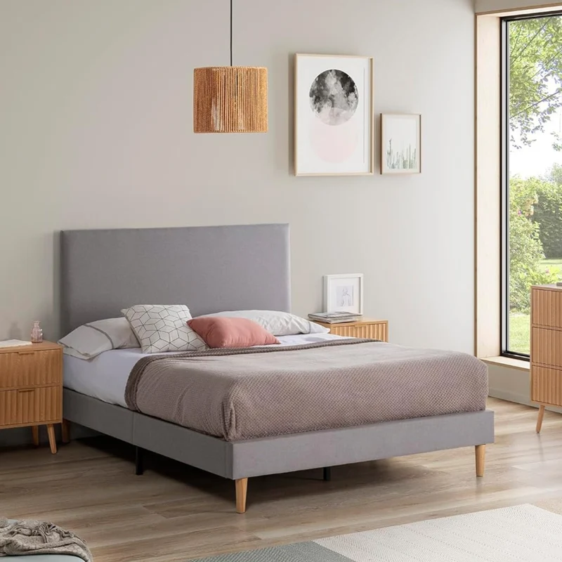 Tête de lit en tissu gris clair Aura 160x60cm